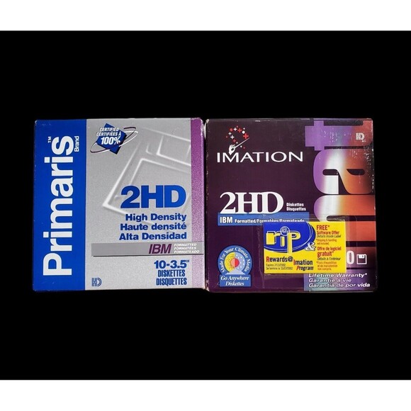 Lot Of Two Packs Of 10 Imation & Primaris 2HD 1.44mb 3.5 Floppy Disks Discs
